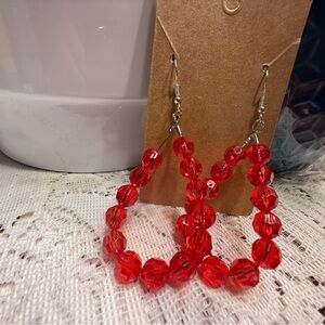 Elegant Red Beaded Earrings
